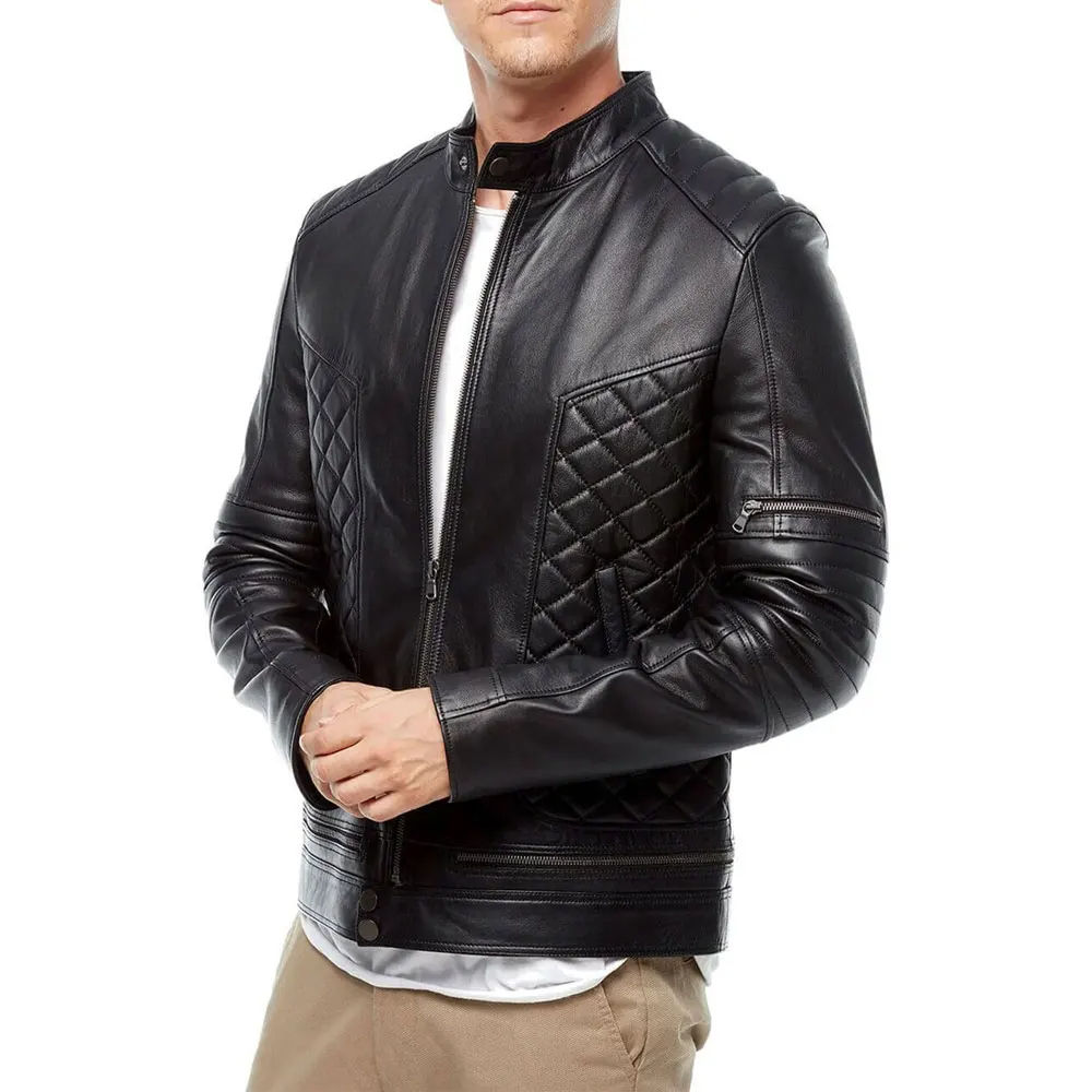 Unisex Winter Vintage Yellow Sheepskin Biker Jacket with Long Sleeves Waterproof & Windproof Front Logo ODM Coated Customizable